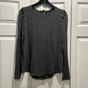 Generation Love Gray Light Sweater with lace up details, Size Medium